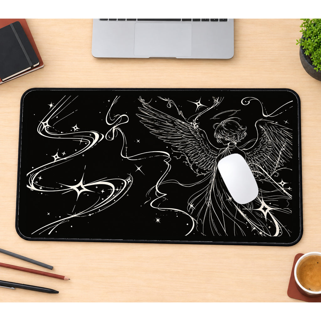 Celestial Winged Angel desk mat — product mockup 1
