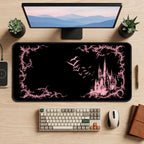 Pink Vampire Castle desk mat — product mockup 2