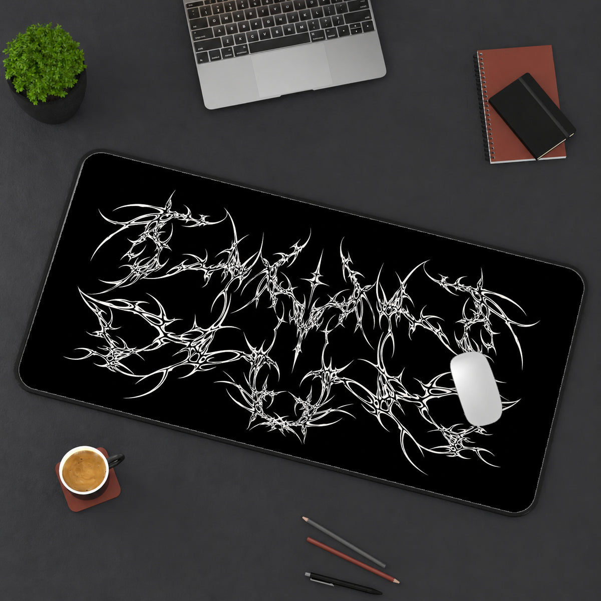 Symmetrical Silver Cybersigil desk mat — product mockup 3