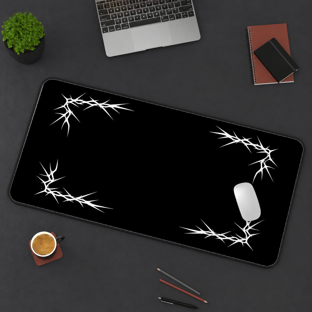 White Thorn Corner Frame desk mat — product mockup 3