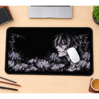 Dark Anime Portrait and Flowers desk mat — product mockup 1