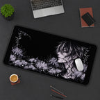 Dark Anime Portrait and Flowers desk mat — product mockup 3