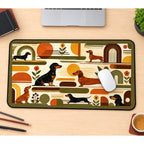 Retro Dachshund Color Blocks desk mat — product mockup 1