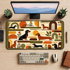 Retro Dachshund Color Blocks desk mat — product mockup 2