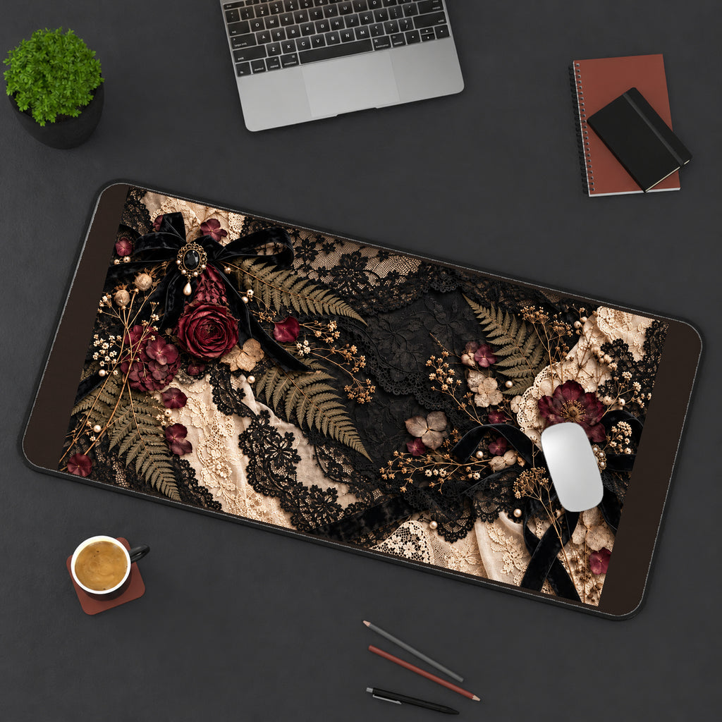 Victorian Lace Herbarium desk mat — product mockup 3