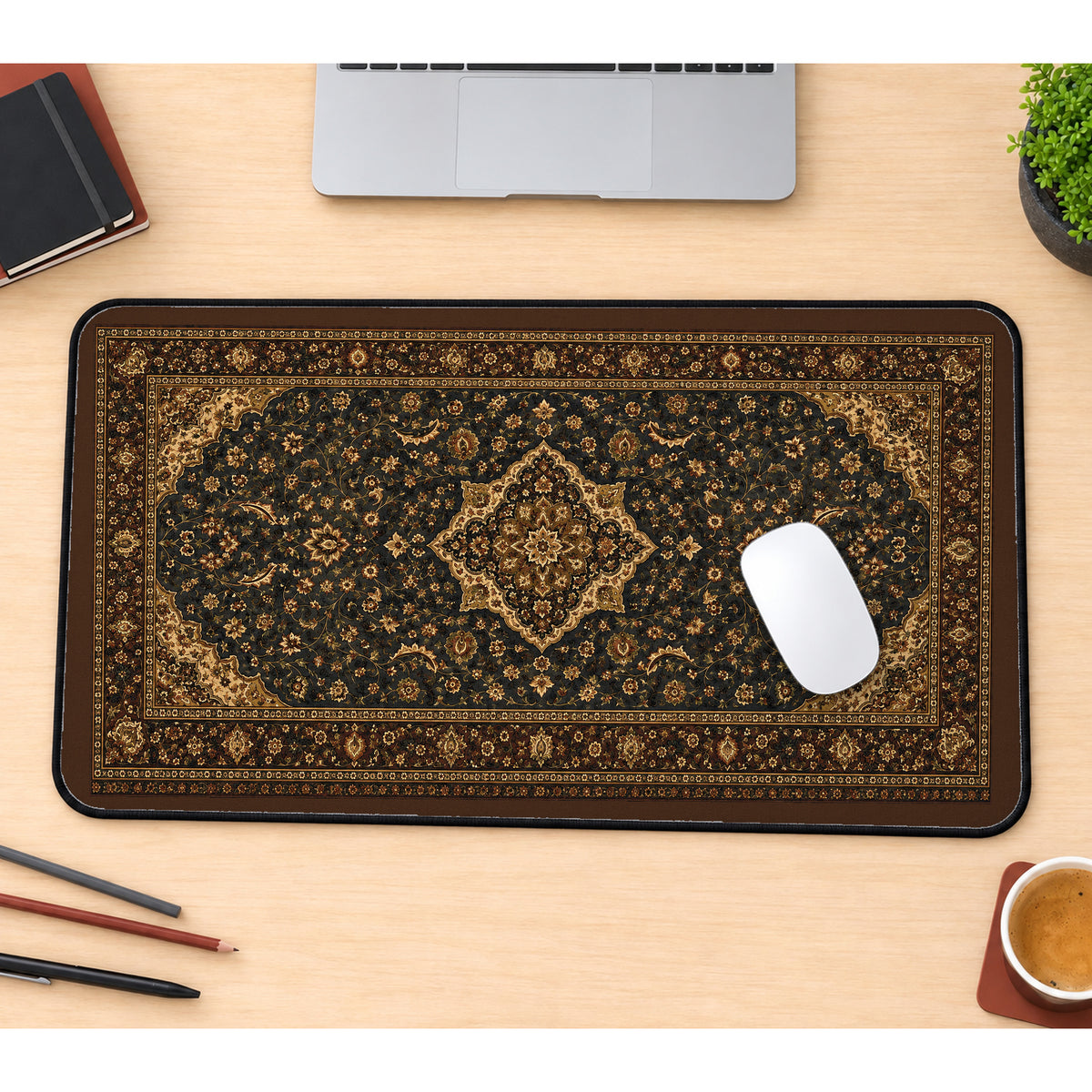 Dark Persian Rug Medallion desk mat — product mockup 1