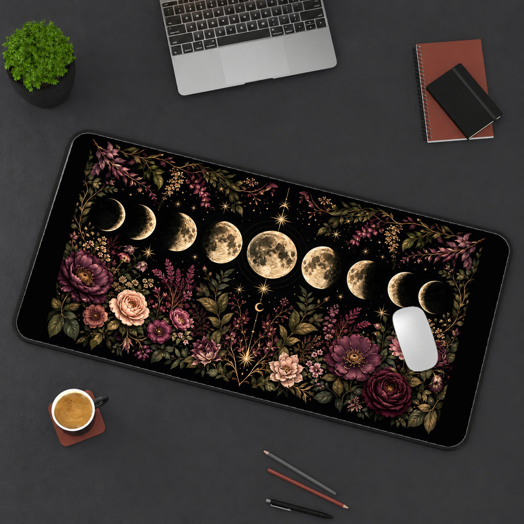 Moon Phases and Dark Roses desk mat — product mockup 3