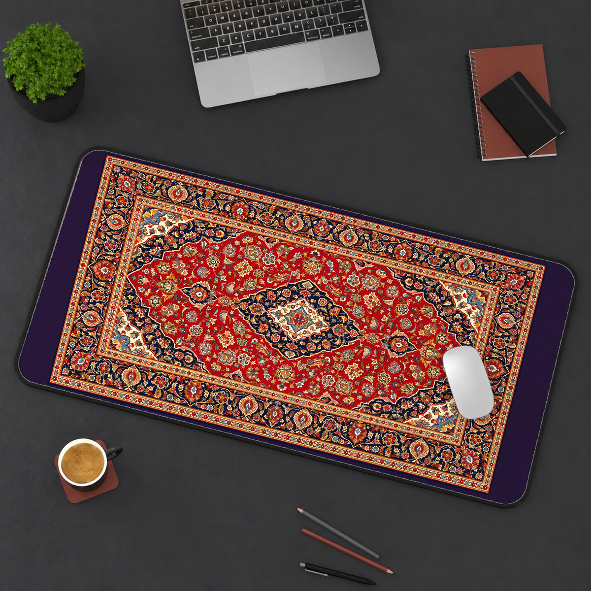 Red Persian Rug Medallion desk mat — product mockup 3