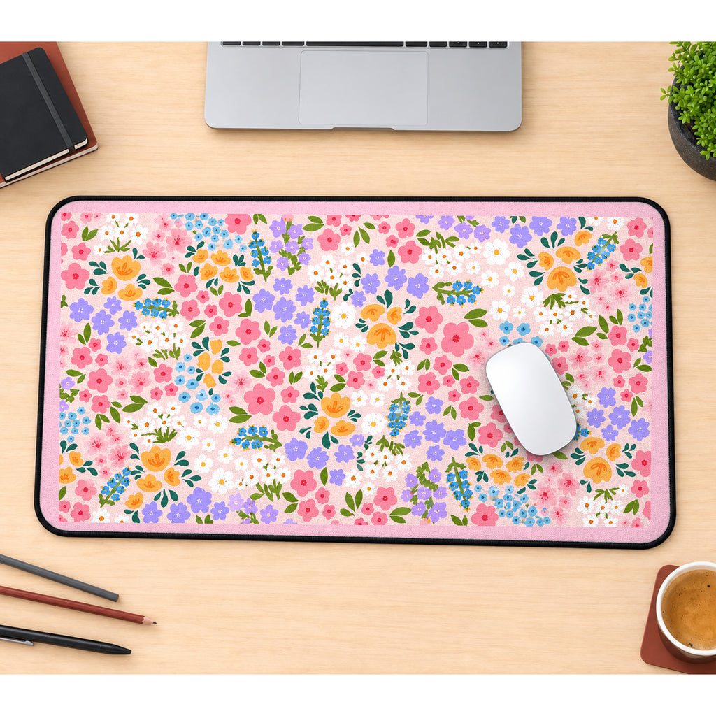 Tiny Colorful Garden Flowers desk mat — product mockup 1