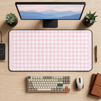 Pastel Pink Gingham desk mat — product mockup 2