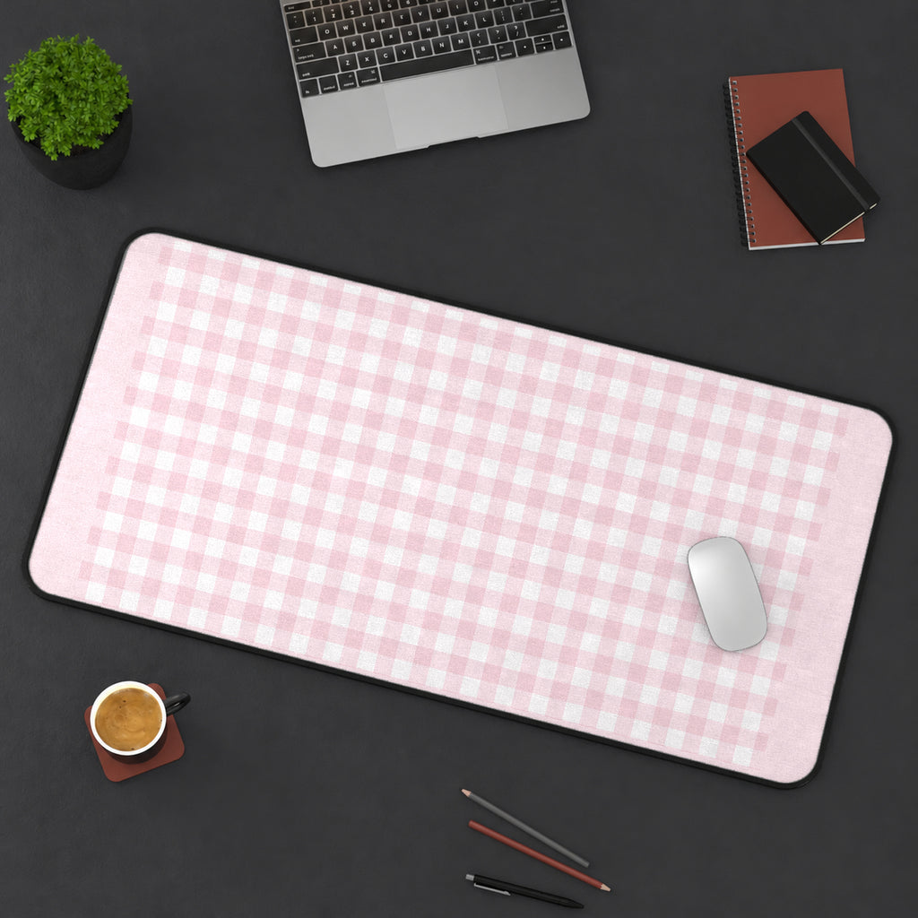 Pastel Pink Gingham desk mat — product mockup 3