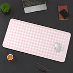 Pastel Pink Gingham desk mat — product mockup 3
