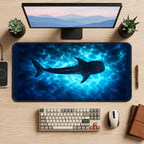 Whale Shark in Blue Water desk mat — product mockup 2