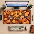 Golden Autumn Maple Leaves desk mat — product mockup 2