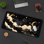 Black and Gold Celestial Clouds desk mat — product mockup 3