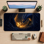 Golden Hatchling and Dark Dragon desk mat — product mockup 2