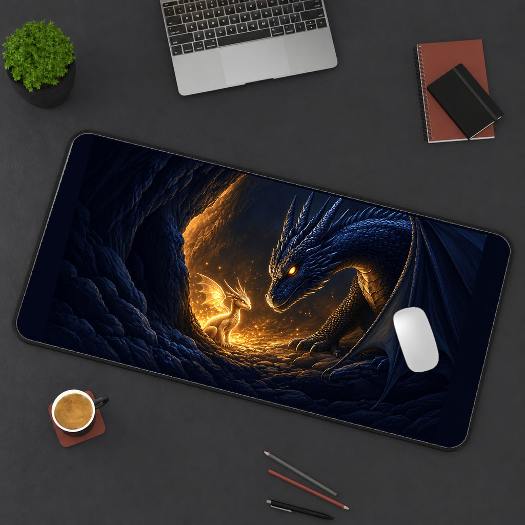 Golden Hatchling and Dark Dragon desk mat — product mockup 3