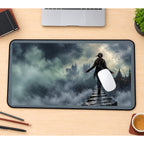 Lone Figure on a Misty Parapet desk mat — product mockup 1