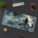 Lone Figure on a Misty Parapet desk mat — product mockup 3