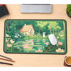 Bunny Cottage Lily Pond desk mat — product mockup 1