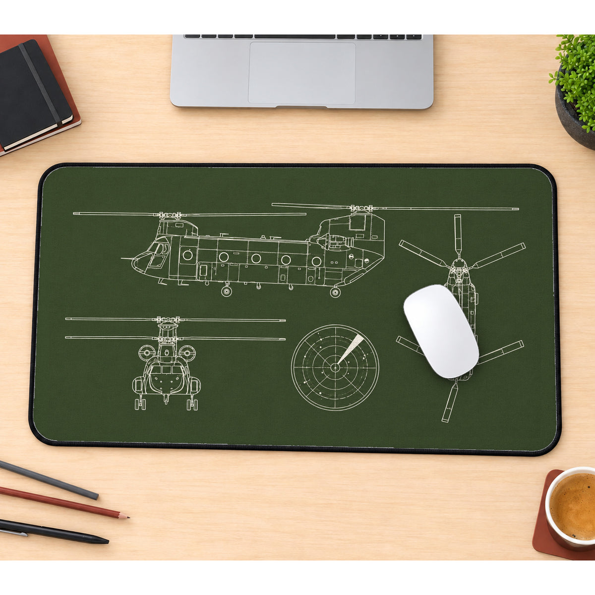 Tandem Rotor Helicopter Blueprint desk mat — product mockup 1