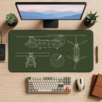 Tandem Rotor Helicopter Blueprint desk mat — product mockup 2