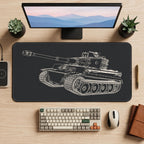 Vintage Tank Technical Drawing desk mat — product mockup 2