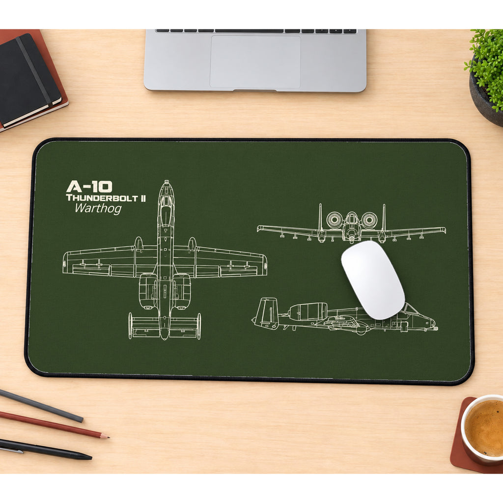 Aircraft Blueprint on Olive desk mat — product mockup 1