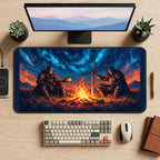 Knights Around a Starry Campfire desk mat — product mockup 2