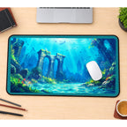 Sunken Temple Under Blue Water desk mat — product mockup 1