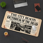 Zombie Outbreak Newspaper desk mat — product mockup 3