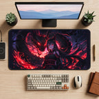 Red Dragon and Anime Warrior desk mat — product mockup 2