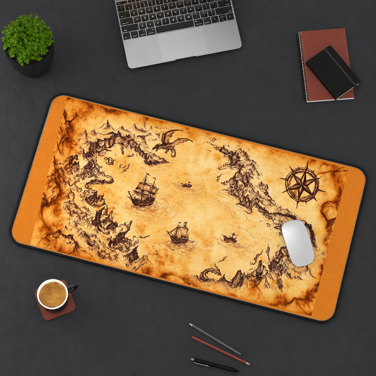 Antique Pirate Treasure Map desk mat — product mockup 3