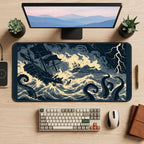 Stormy Pirate Ship and Kraken desk mat — product mockup 2