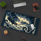 Stormy Pirate Ship and Kraken desk mat — product mockup 3