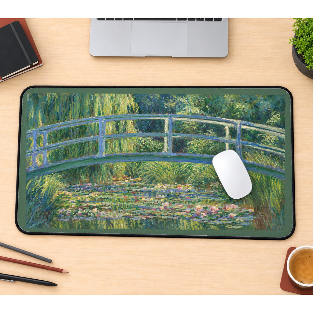 Garden Bridge over Lily Pond desk mat — product mockup 1