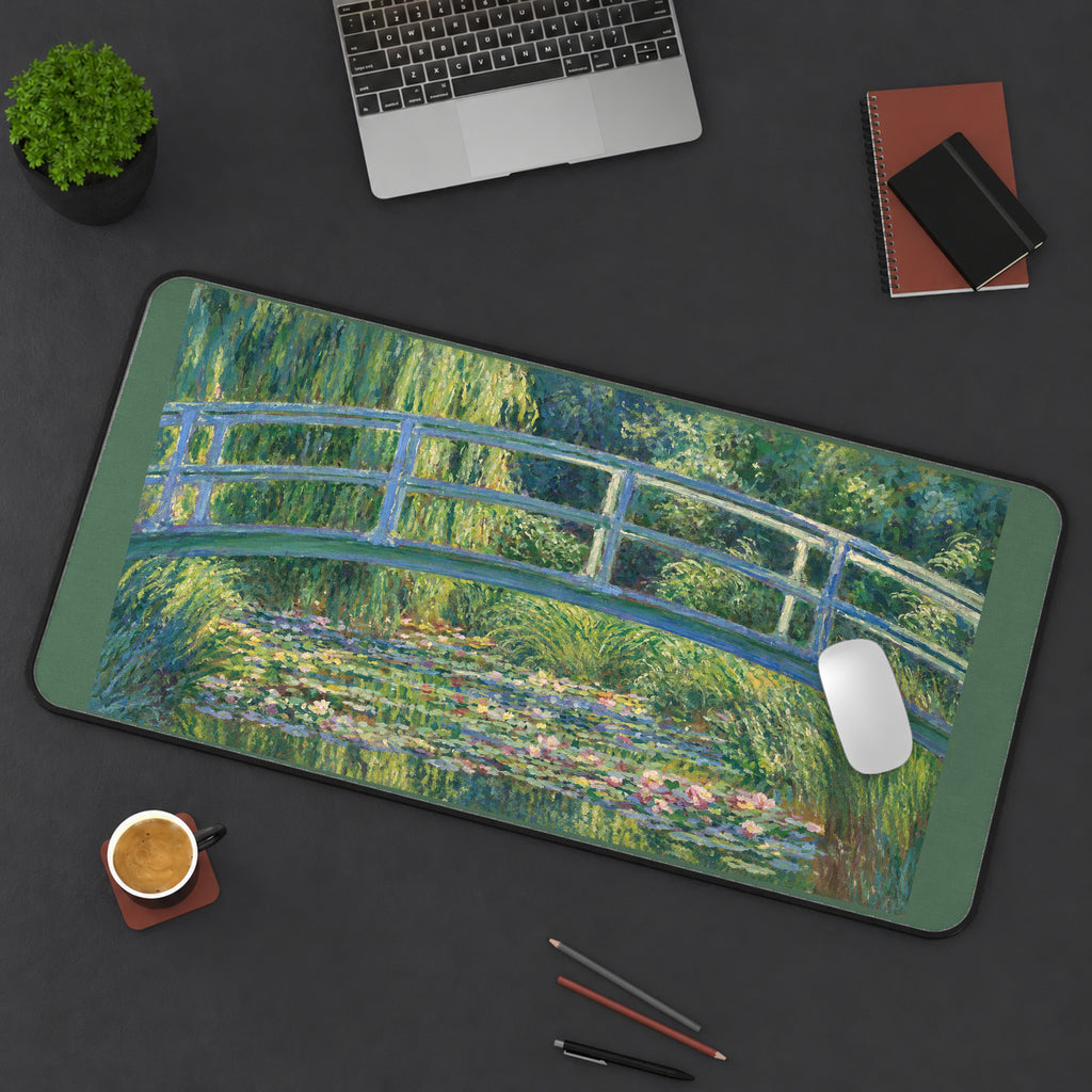 Garden Bridge over Lily Pond desk mat — product mockup 3