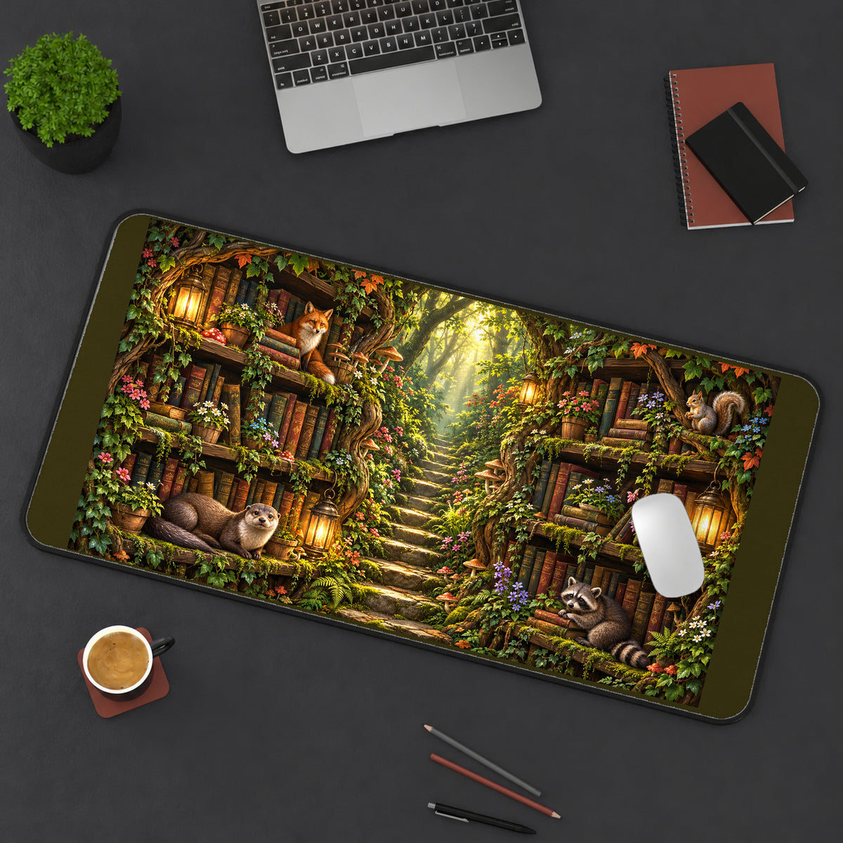 Enchanted Woodland Library desk mat — product mockup 3