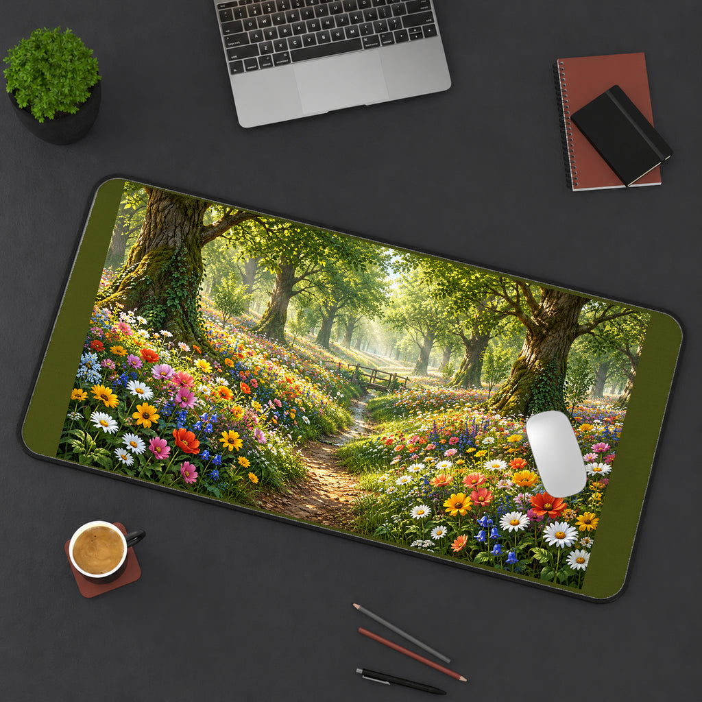 Sunlit Forest Wildflower Path desk mat — product mockup 3