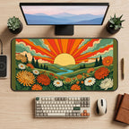 Retro Sunset Wildflower Valley desk mat — product mockup 2