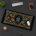 Black Raven Botanical Tapestry desk mat — product mockup 3