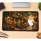 Parisian Flower Cafe at Sunset desk mat — product mockup 1
