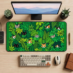 Peeking Cats in Green Leaves desk mat — product mockup 2