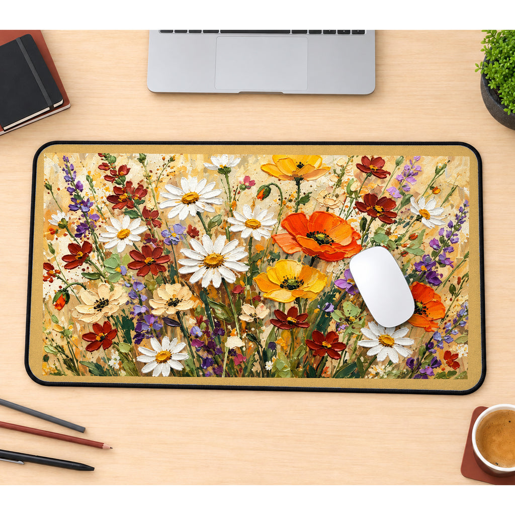Painterly Meadow Wildflowers desk mat — product mockup 1