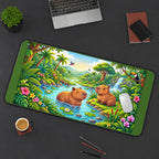 Capybaras at a Jungle River desk mat — product mockup 3