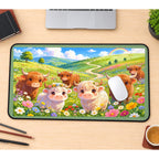 Highland Cow Flower Meadow desk mat — product mockup 1
