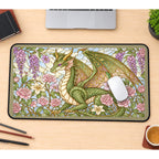 Green Dragon and Wisteria Glass Art desk mat — product mockup 1