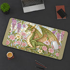 Green Dragon and Wisteria Glass Art desk mat — product mockup 3
