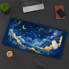 Blue and Gold Celestial Clouds desk mat — product mockup 3