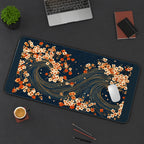 Sakura on Flowing Navy Waves desk mat — product mockup 3